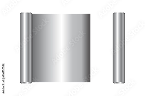 Realistic roll of aluminium foil, icon. Vector illustration.