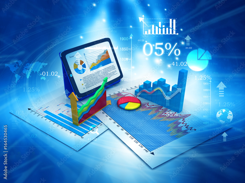 3d Business growth chart. Global financial charts on abstract business background 3d Business growth chart. Global financial charts on abstract business background
