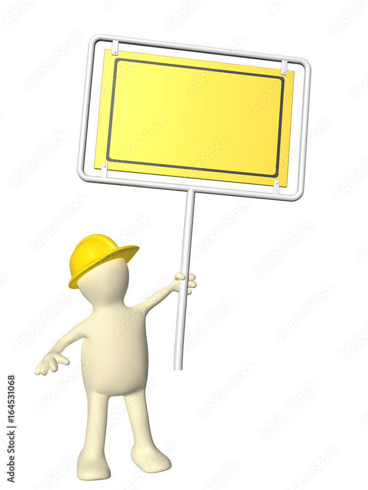 3d man-builder with emergency billboard 3d man-builder with emergency billboard
