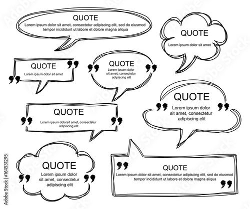 Vector set of scribbled comic speech bubbles