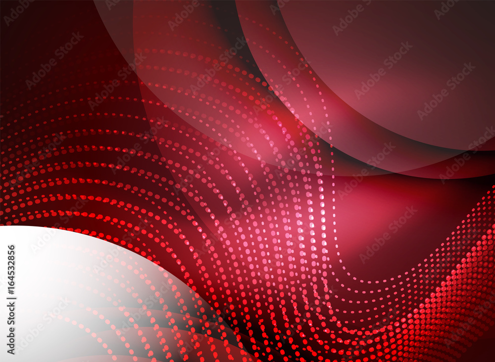 Obraz premium Glowing wave created with particles on dark color background