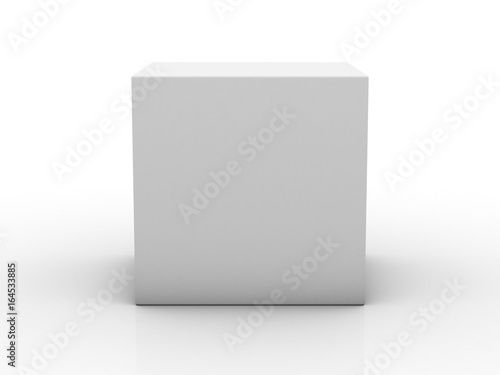 Blank box on white background with reflection. 3D rendering © polesnoy