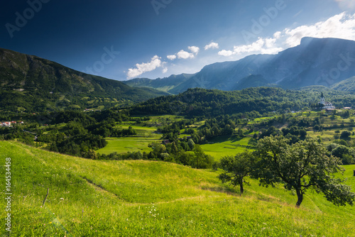 Countryside and Dreznica village in Julian Alps,Slovenia