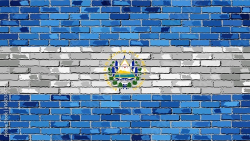 Flag of El Salvador on a brick wall - Illustration, 
Abstract grunge background vector