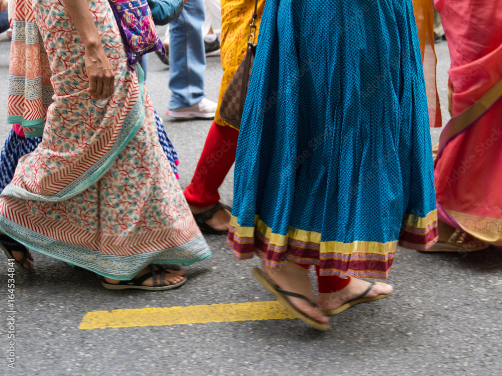 Colourful Walking Indian Sari