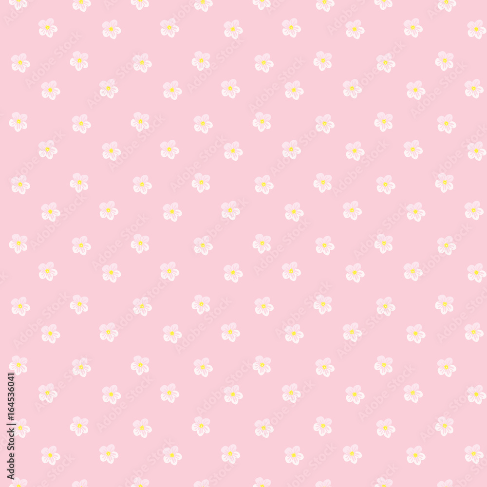 Seamless floral pattern. Background in small pink flowers on a pink background for textiles, fabric, cotton fabric, cover, wallpaper, stamp, gift wrap, postcard.