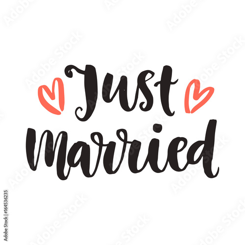 Just married. Wedding day invitations lettering