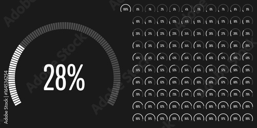 Set of circular sector percentage diagrams from 0 to 100 ready-to-use for web design, user interface (UI) or infographic - indicator with white