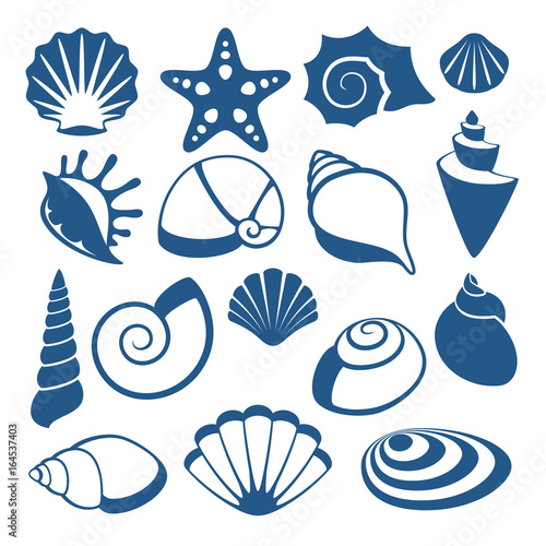 Fotografering Sea shell vector silhouette icons