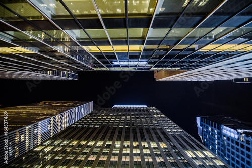 High Skyscrapers near Timesquare at Night in Manhattan