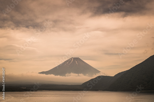 Mt.Fuji and Motosu lake in summer season
