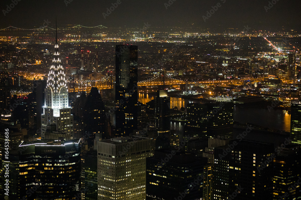 New York, Manhattan Aerial View at Night form the Empire State Building