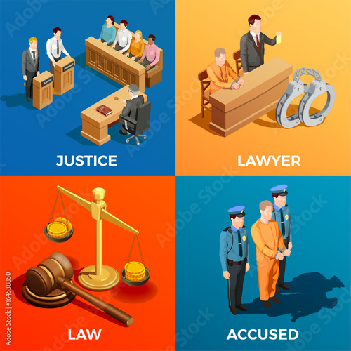 Justice Isometric Design Concept