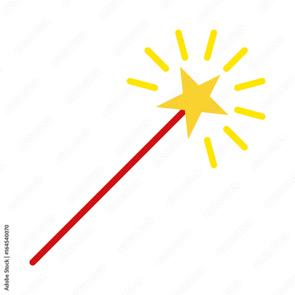 Magic wand with star flat icon, vector sign, colorful pictogram isolated on white. Symbol, logo illustration. Flat style design Magic wand with star flat icon, vector sign, colorful pictogram isolated on white. Symbol, logo illustration. Flat style design