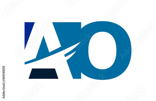 AO Negative Space Square Swoosh Letter Logo