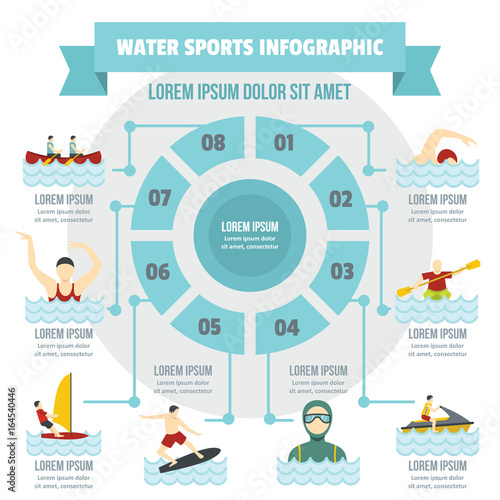 Water sport infographic concept, flat style