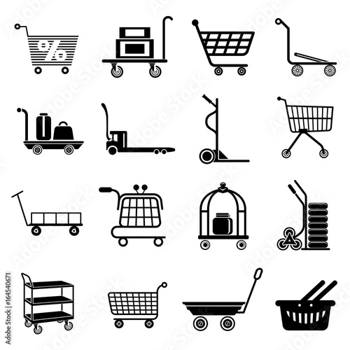 Cart types icons set, simple style
