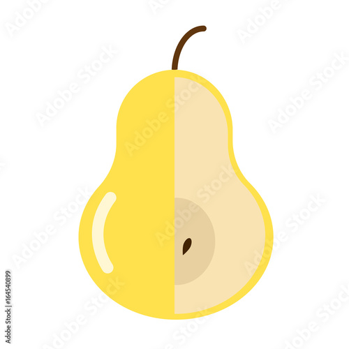 Yellow pear flat icon, vector sign, colorful pictogram isolated on white. Vegetarian food symbol, logo illustration. Flat style design