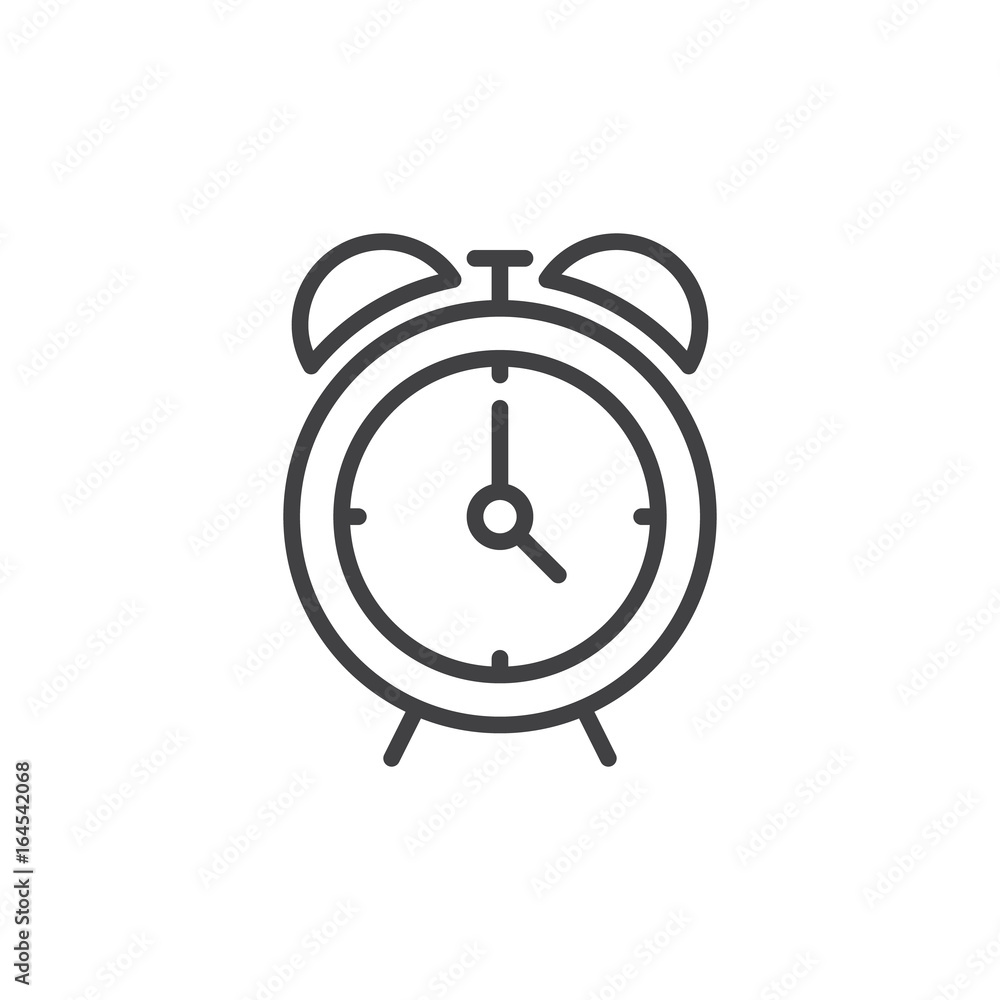 Alarm clock line icon, outline vector sign, linear style pictogram isolated on white. Symbol, logo illustration. Editable stroke. Pixel perfect graphics Alarm clock line icon, outline vector sign, linear style pictogram isolated on white. Symbol, logo illustration. Editable stroke. Pixel perfect graphics