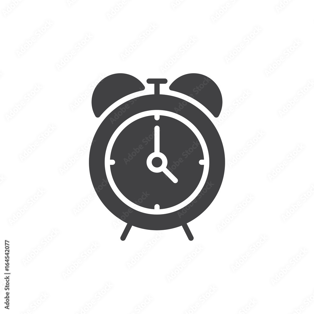 Alarm clock icon vector, filled flat sign, solid pictogram isolated on white. Reminder symbol, logo illustration. Pixel perfect graphics Alarm clock icon vector, filled flat sign, solid pictogram isolated on white. Reminder symbol, logo illustration. Pixel perfect graphics