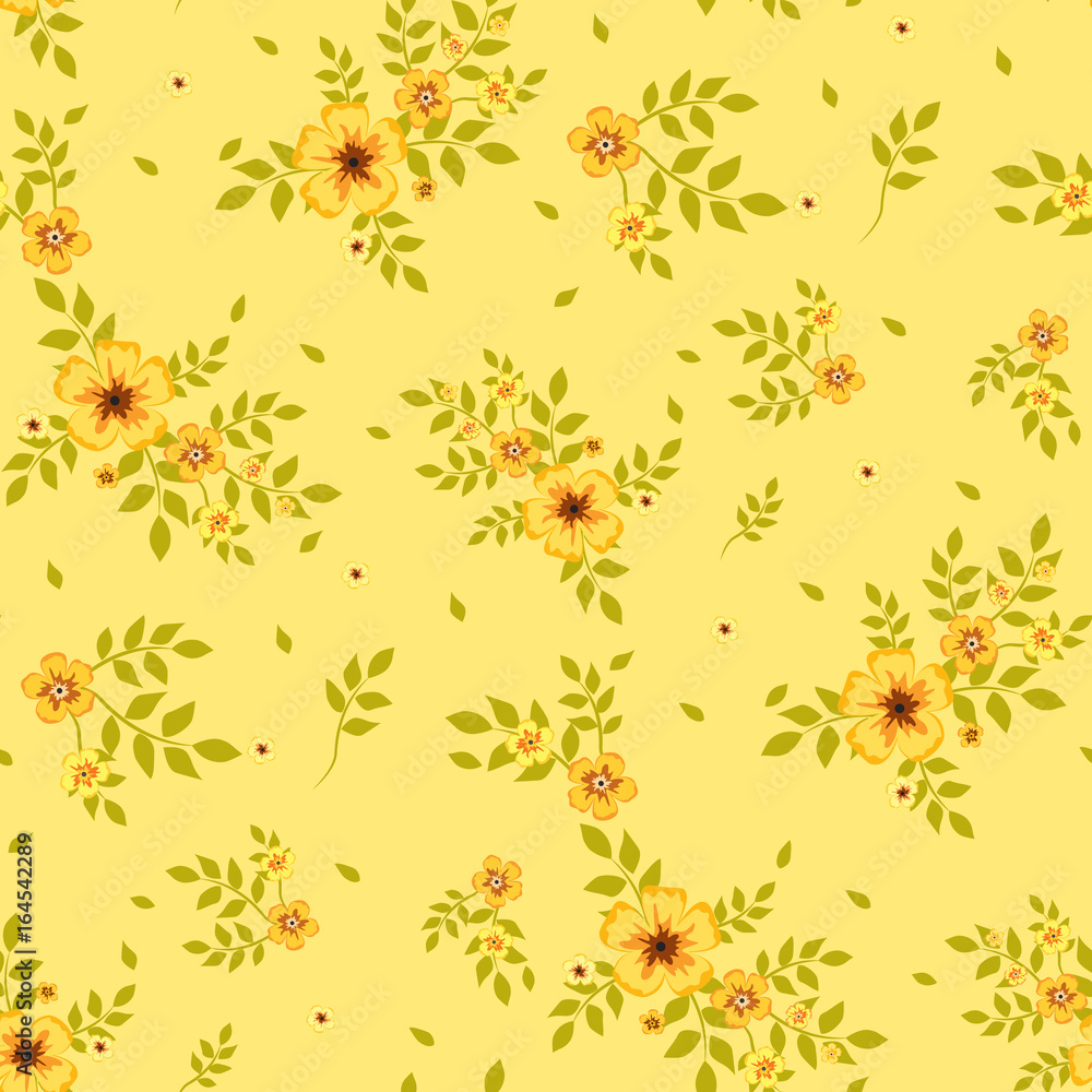 Seamless floral pattern. Background in small yellow flowers on a ...