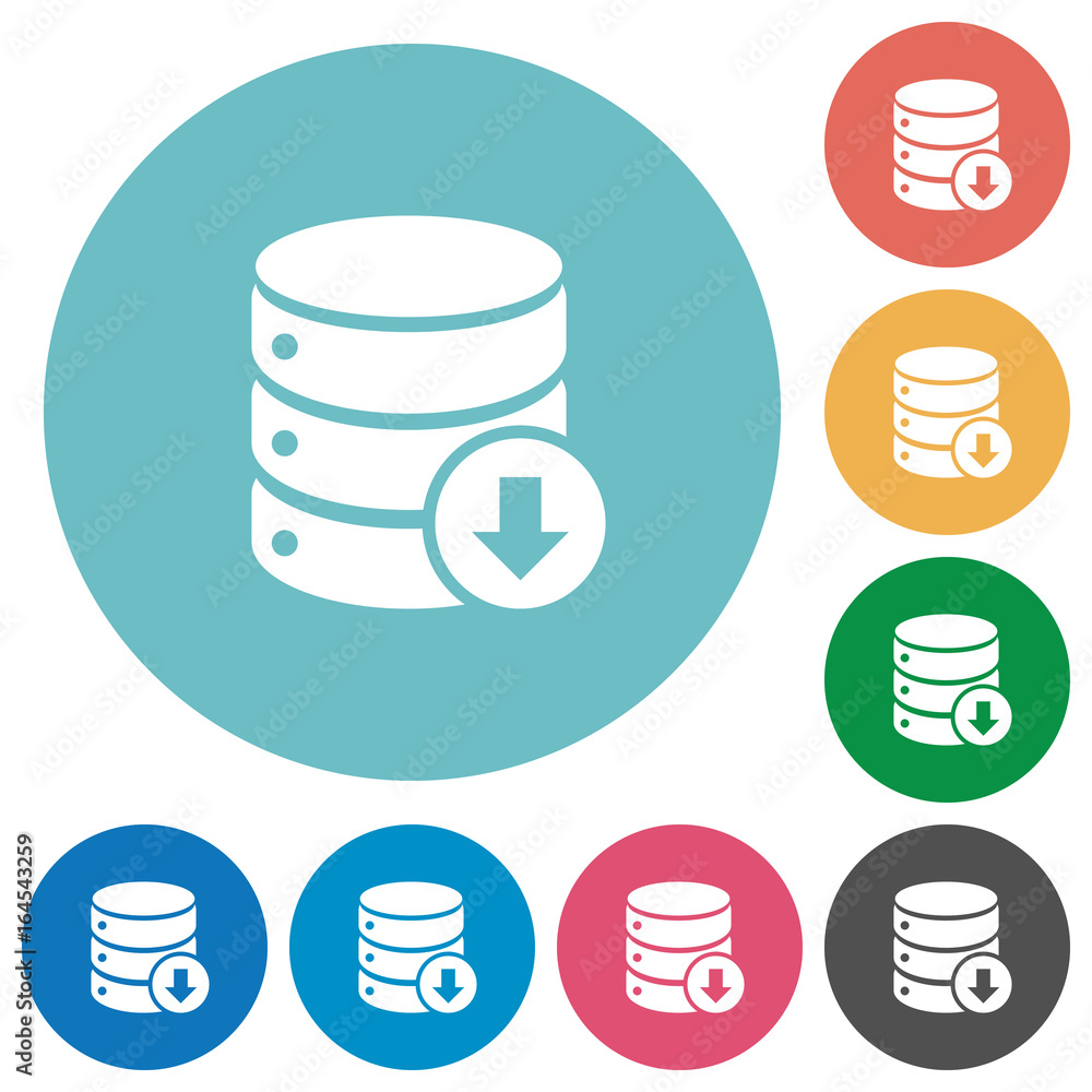 Database down flat round icons Database down flat round icons