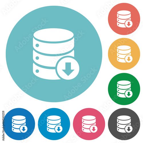 Database down flat round icons
