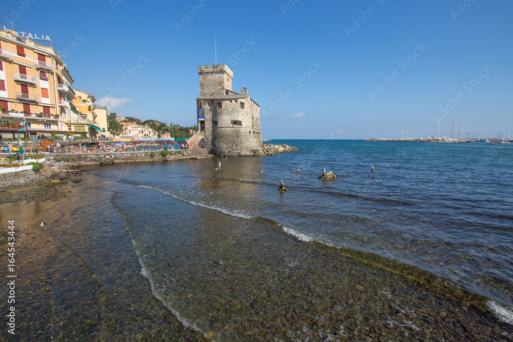 RAPALLO, ITALY, JULY, 12, 2017 - The ancient castle on the sea, Rapallo, Genoa (Genova), Italy