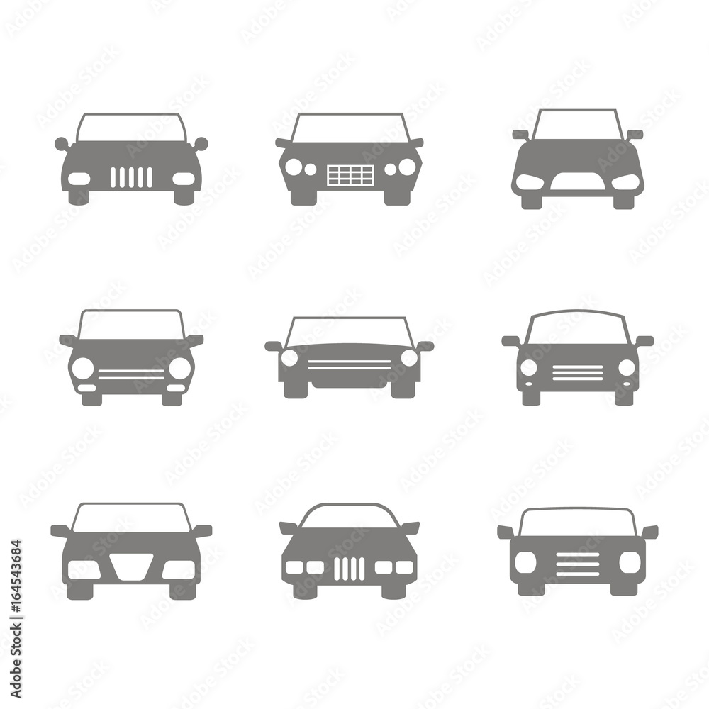 monochrome icons set with cars for your design monochrome icons set with cars for your design