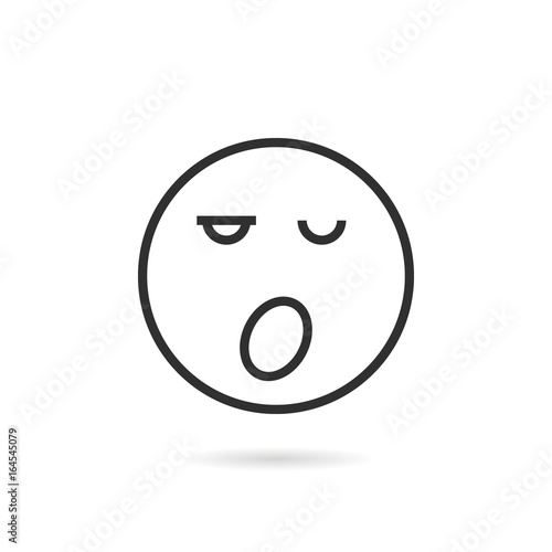 sleepy thin line emoji icon with shadow