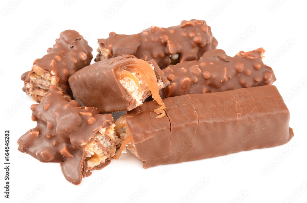 Chocolate with caramel on a white background Chocolate with caramel on a white background