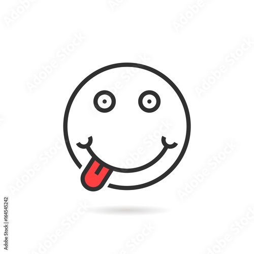 tease thin line emoji icon with shadow