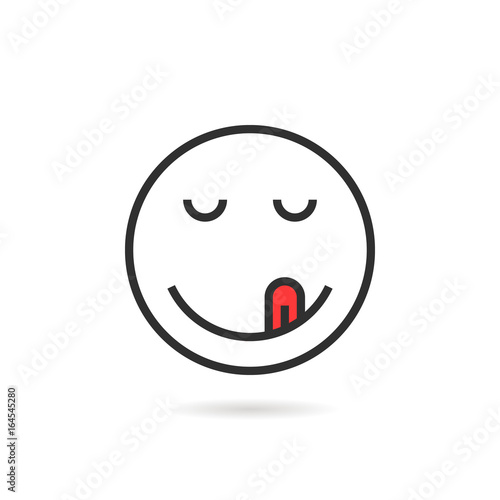 satisfied thin line emoji icon with shadow