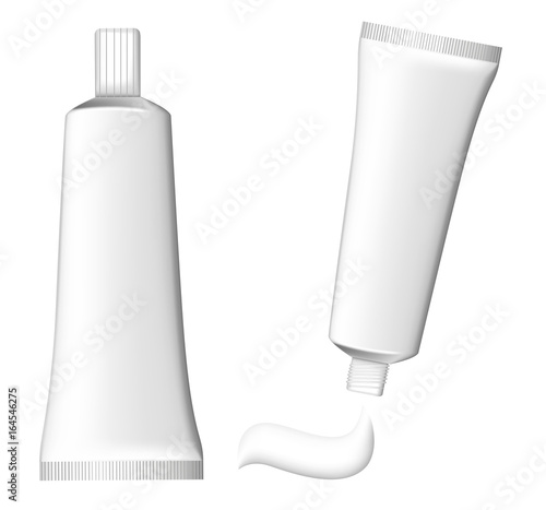 Two Toothpaste. Illustration on white background for design Plastic bottle mockup illustration Web site page and mobile app design.