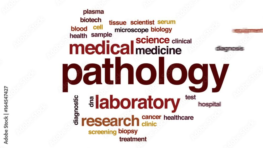 Pathology animated word cloud, text design animation. Pathology animated word cloud, text design animation.