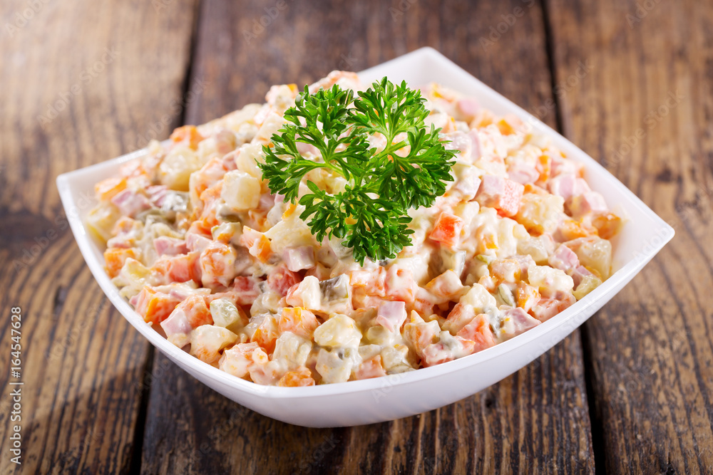bowl of traditional russian salad bowl of traditional russian salad