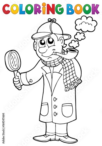 Coloring book detective theme 1