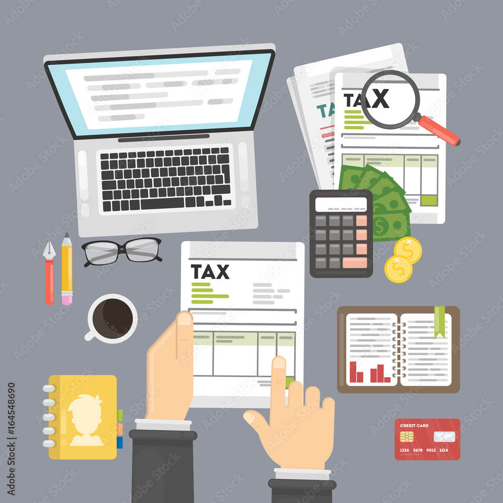 Tax calculating concept. Tax calculating concept.