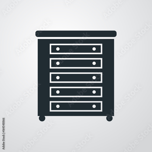 Icono plano mueble con cajones en fondo degradado