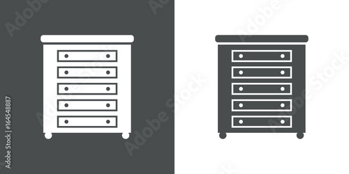Icono plano mueble con cajones gris y blanco
