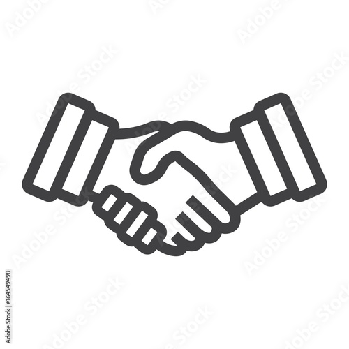 Business handshake line icon, contract and agreement, vector graphics, a linear pattern on a white background, eps 10.