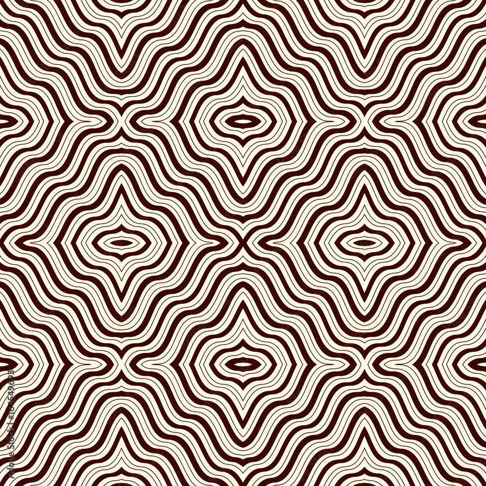 Fototapeta premium Outline op art background. Psychedelic optical illusion effect wallpaper. Seamless pattern with geometric ornament.
