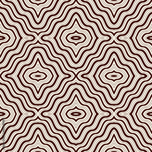 Outline op art background. Psychedelic optical illusion effect wallpaper. Seamless pattern with geometric ornament.