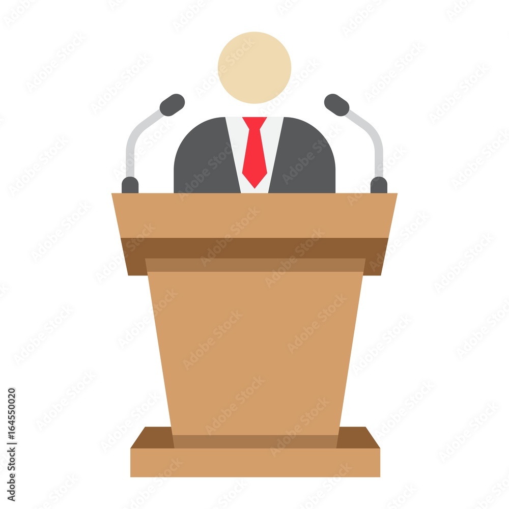 Speaker flat icon, business and tribune, vector graphics, a colorful solid pattern on a white background, eps 10. Speaker flat icon, business and tribune, vector graphics, a colorful solid pattern on a white background, eps 10.