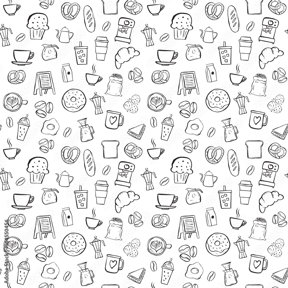 coffee shop seamless pattern background set coffee shop seamless pattern background set
