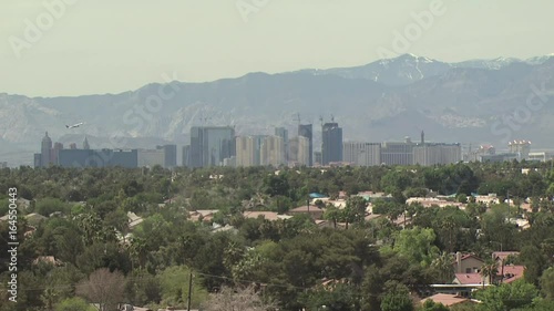 Las Vegas,  Nevada Cityscape in Background as Plane Takes Off