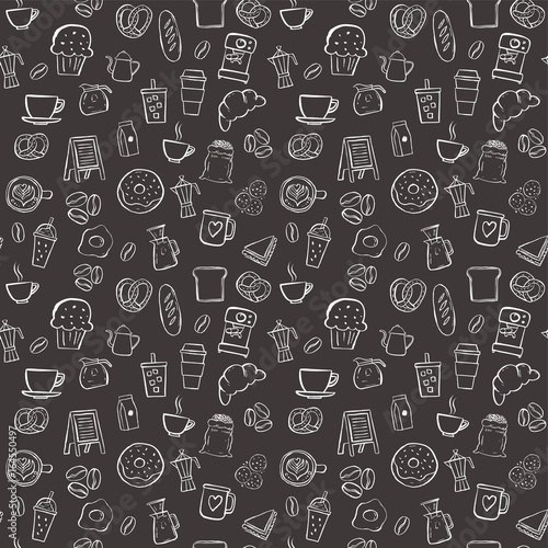 coffee shop seamless pattern background set