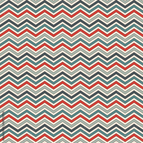 Chevron abstract background. Retro seamless pattern with classic geometric ornament. Zigzag horizontal lines wallpaper. © funkyplayer