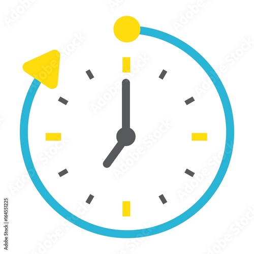Overtime flat icon, business and clock, vector graphics, a colorful solid pattern on a white background, eps 10.