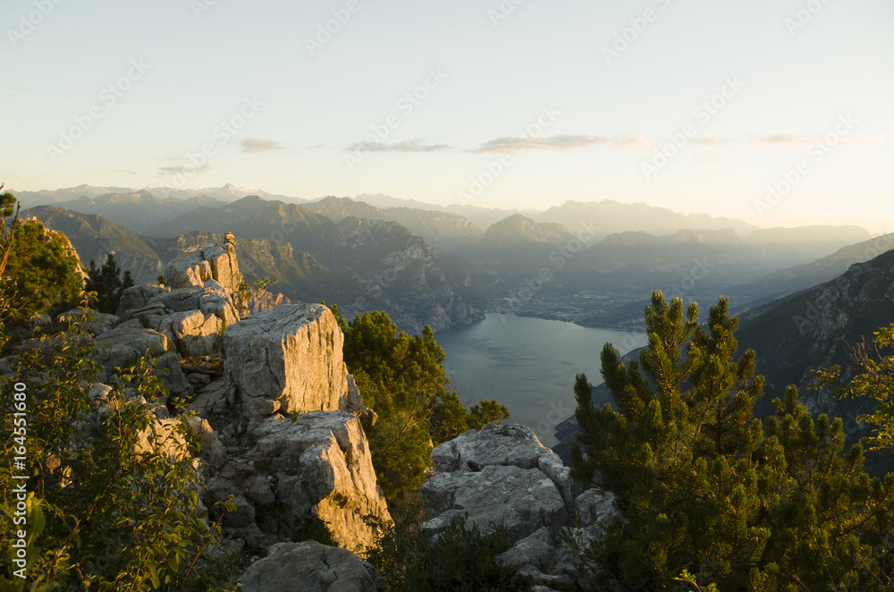 Sunrise from the top of a mountain, Trentino, Italy